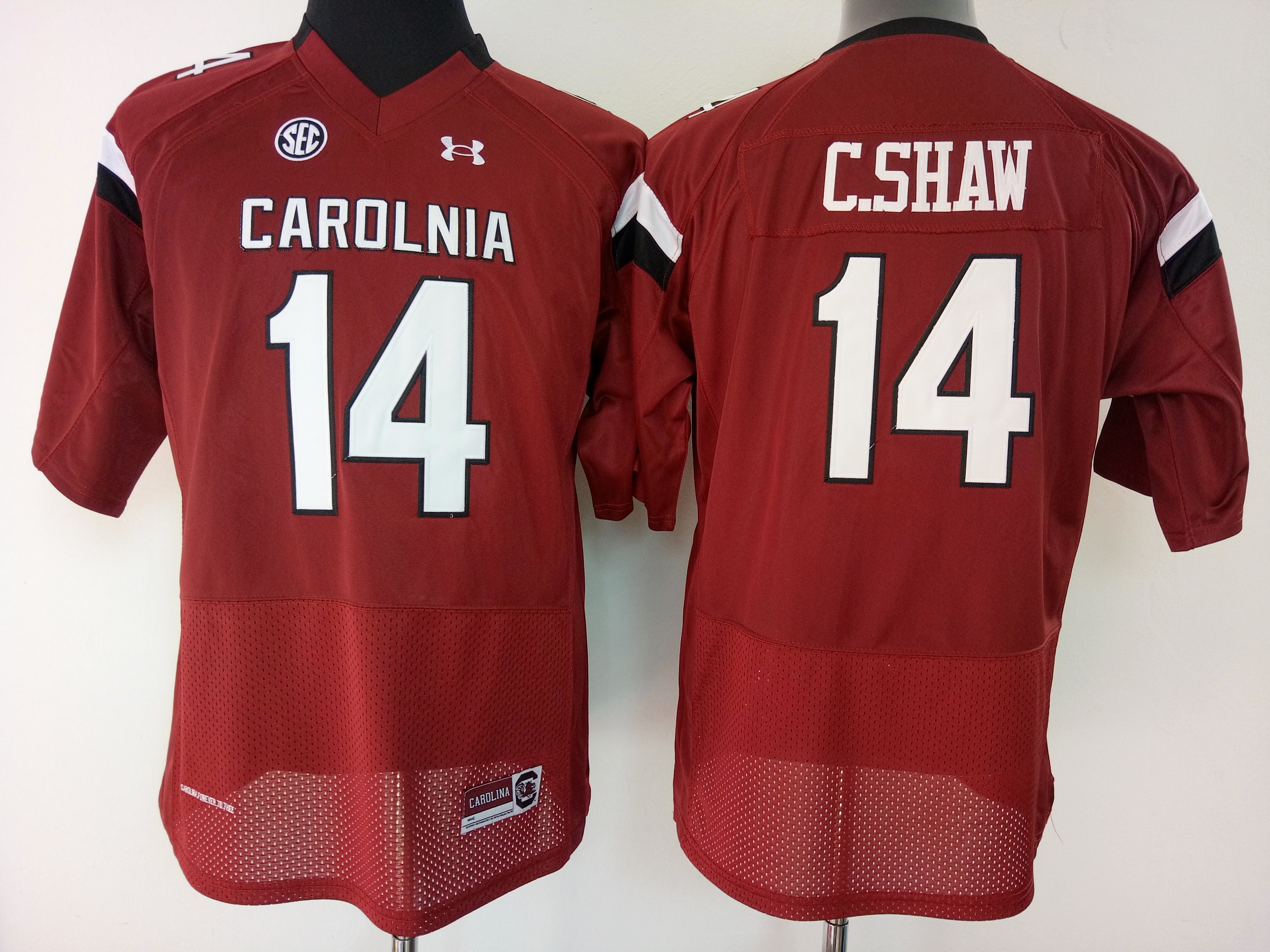 NCAA Womens South Carolina Gamecock Red 14 C shaw jerseys